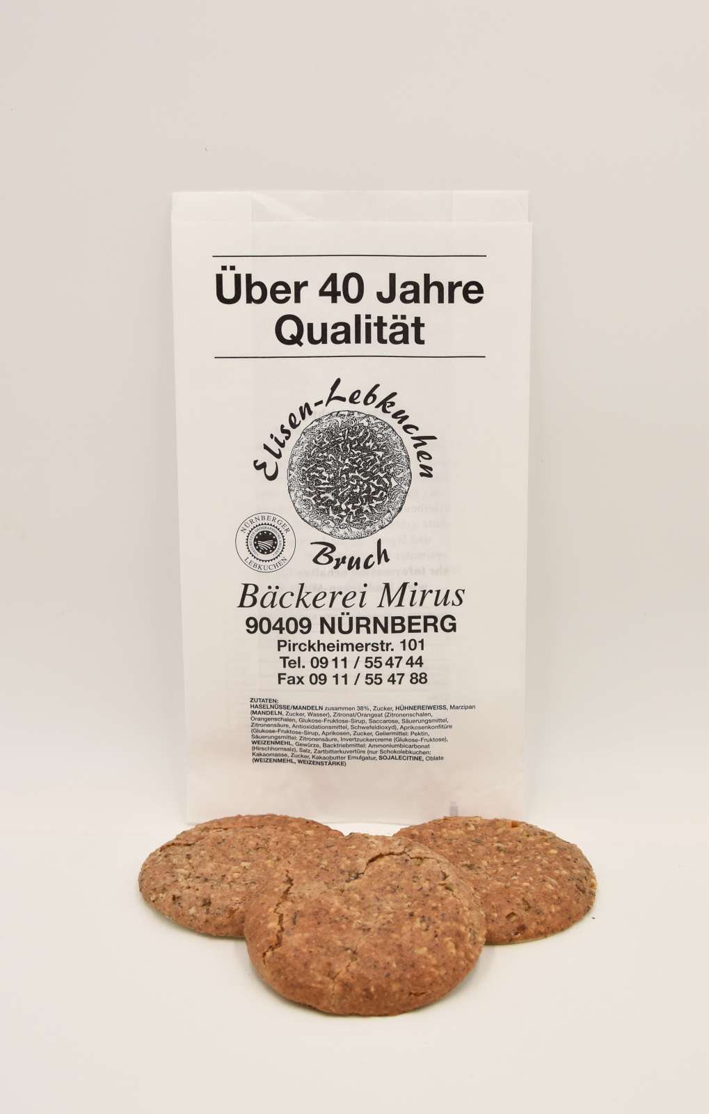 Lebkuchen-Mirus-bruchbraun-Nuernberg Lebkuchenbruch Elisenlebkuchen 7 Stück ohne Glasur