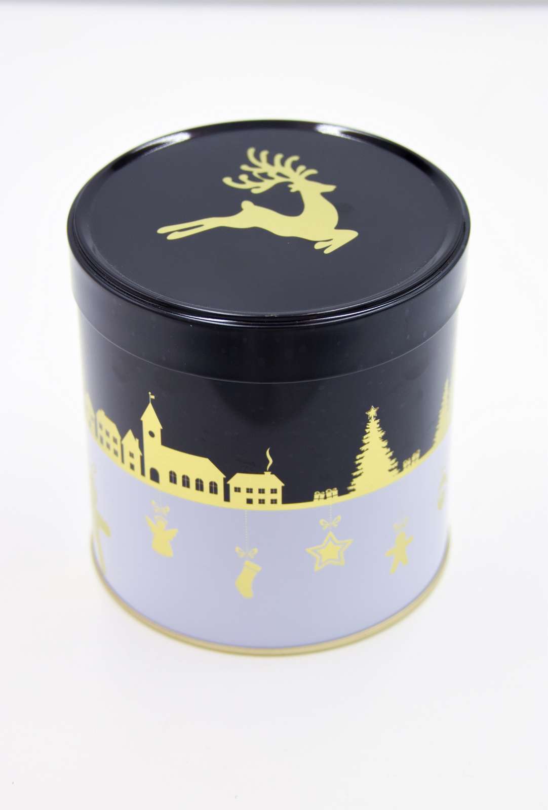 Lebkuchen-Mirus-schwarz-Nuernberg 6 Elisenlebkuchen, Dose schwarz "Weihnachten"