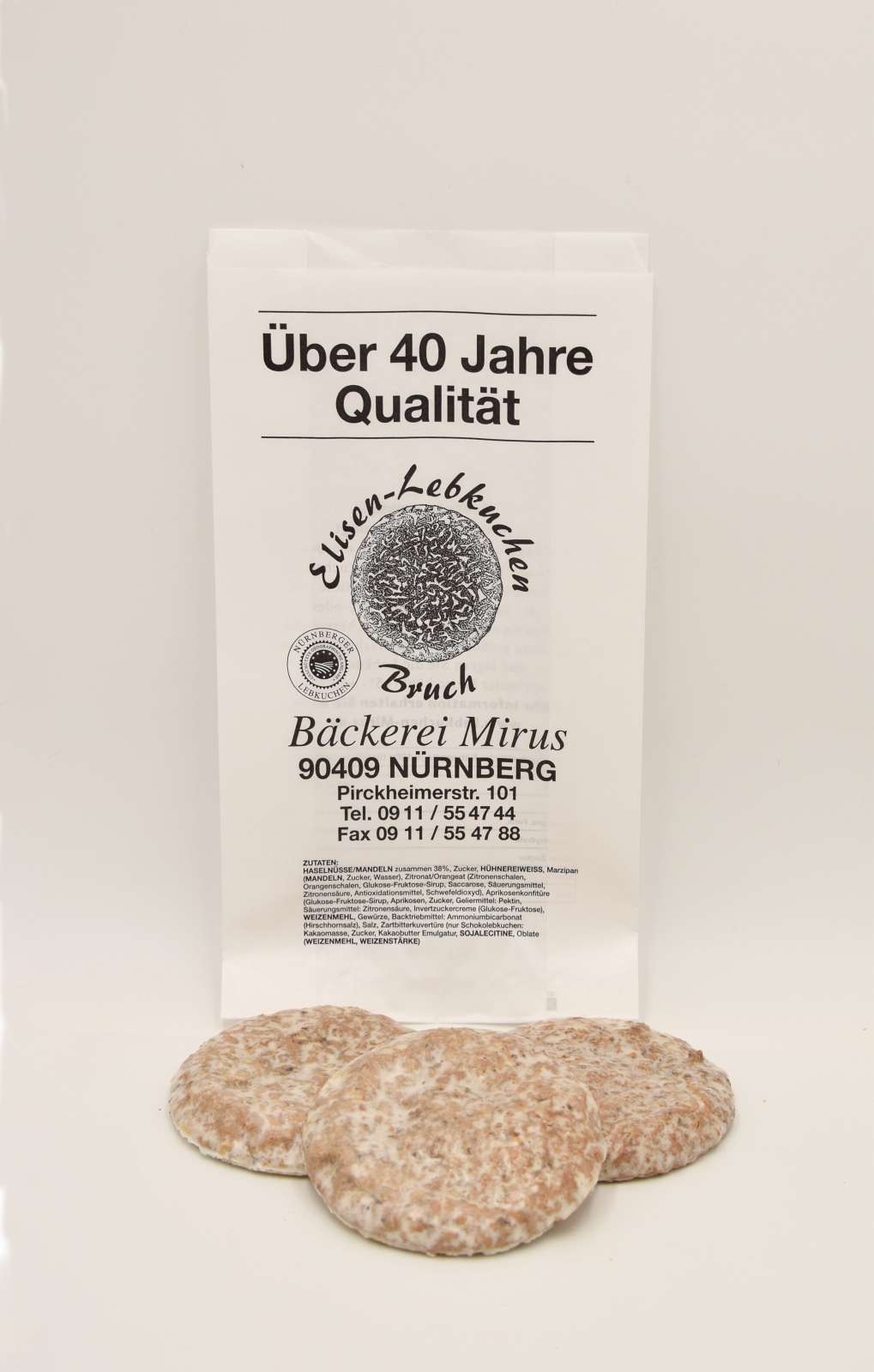 Lebkuchen-Mirus-bruchweis-Nuernberg Lebkuchenbruch Elisenlebkuchen 7 Stück weiße Glasur