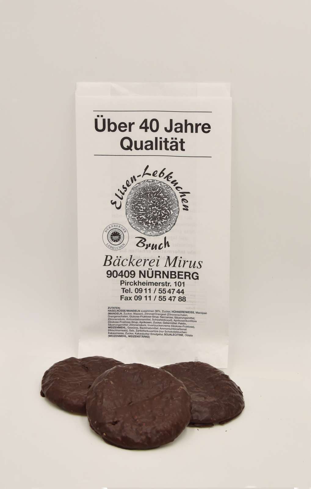 Lebkuchen-Mirus-bruchschwarz-Nuernberg Lebkuchenbruch Elisenlebkuchen 7 Stück Schokoglasur